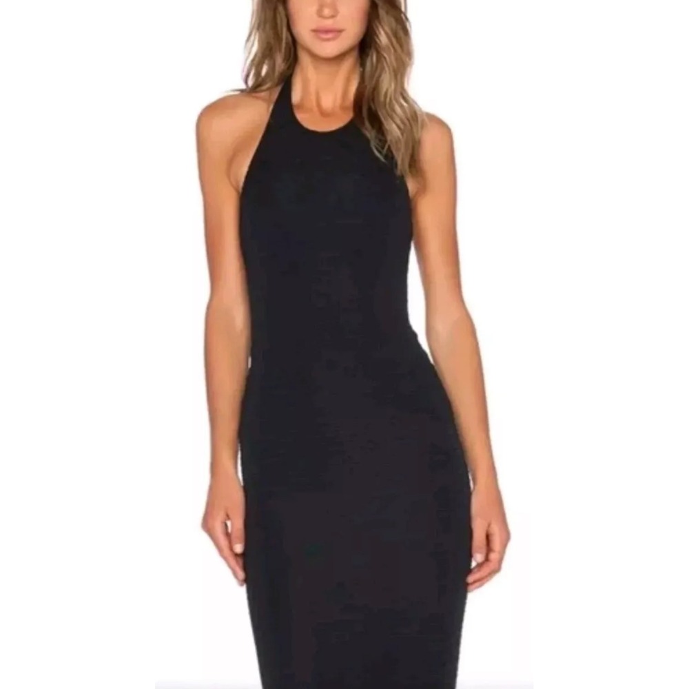 Nookie Casablanca Backless Dress Halter Neck Sleek Bodycon Midi Black‎ Size 12